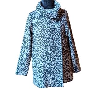 VGUC Christian Siriano Black & Gray Leopard Cowl Neck  Sweater Jacket Wrap
